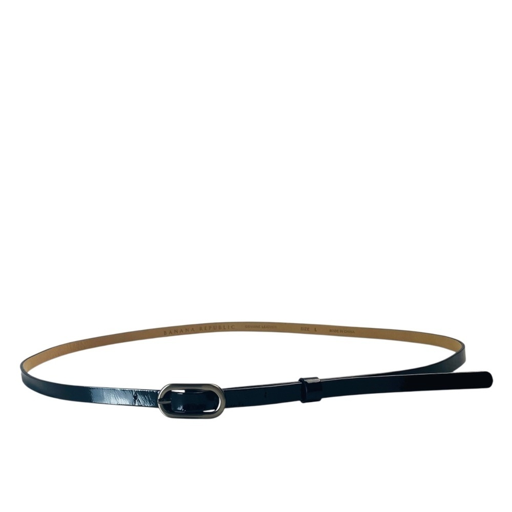BANANA REPUBLIC Skinny Trouser Leather Belt in Black Patent Black Size L